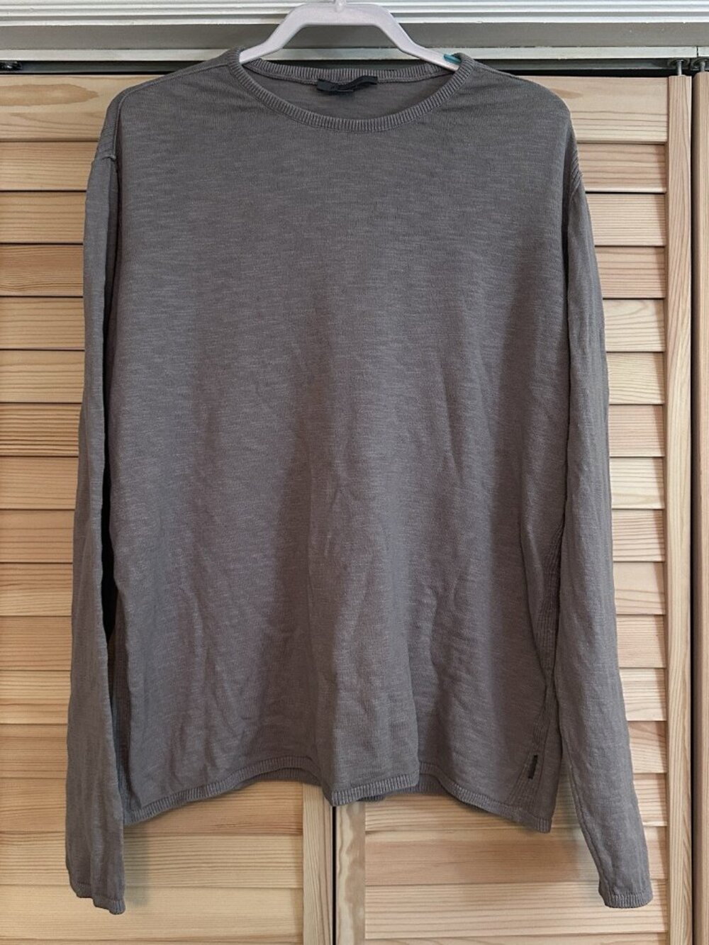 John Varvatos Eli‎ Crew Neck Sweater Gray Cotton Long Sleeve Lightweight Men XL